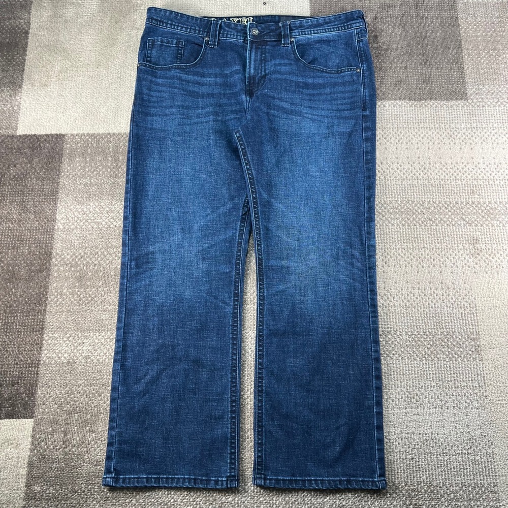 TK Axel Mens Relaxed Straight Leg Jeans Blue Denim 40X32 Whiskered